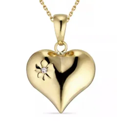 hjärta zirkon halsband i förgyllt silver med hängen i 9 karat guld - Amoré