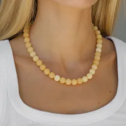 gul jadesten halsband i förgyllt stål - AURA