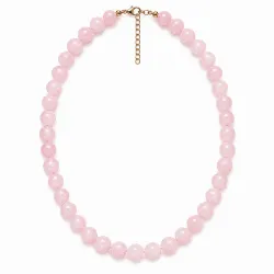 rosa kvarts halsband i förgyllt stål - AURA