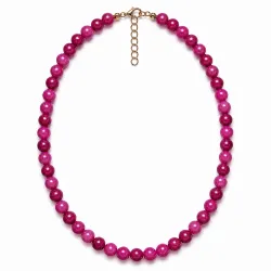 pink turmalin halsband i förgyllt stål - AURA