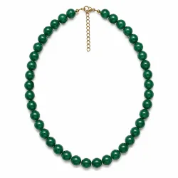 grön agat halsband i förgyllt stål - AURA