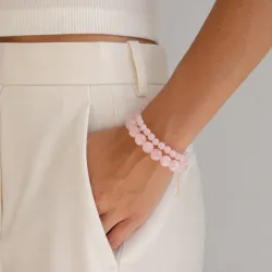 rosa kvarts armband i förgyllt stål - AURA