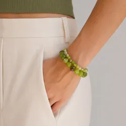 grön agat armband i förgyllt stål - AURA