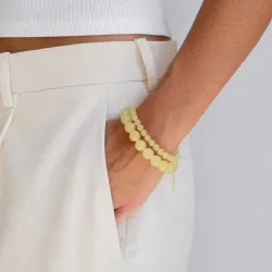 gul calcedonit armband i förgyllt stål - AURA
