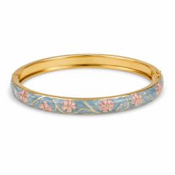 vattentät blommor blå bangle i förgyllt stål - OCEANA