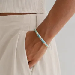 vattentät blommor blå bangle i förgyllt stål - OCEANA