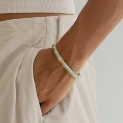 vattentät grön bangle i förgyllt stål - OCEANA