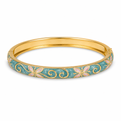 vattentät blommor ljusblå bangle i förgyllt stål - OCEANA