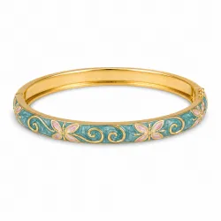 vattentät blommor ljusblå bangle i förgyllt stål - OCEANA