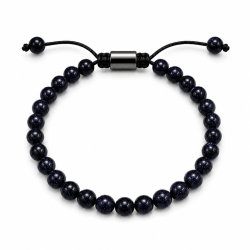 blå goldstone armband i bomull med justerbar snodd