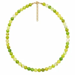 grön agat halsband i förgyllt stål - AURA