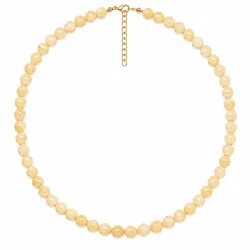 gul jadesten halsband i förgyllt stål - AURA
