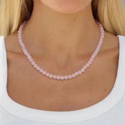 rosa kvarts halsband i förgyllt stål - AURA