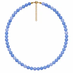 blå akvamarin halsband i förgyllt stål - AURA