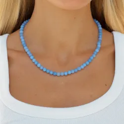 blå akvamarin halsband i förgyllt stål - AURA