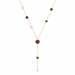 granat Y-halsband i förgyllt stål - AURA