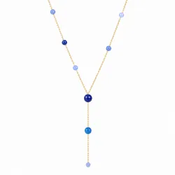 blå Y-halsband i förgyllt stål - AURA