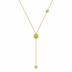 grön agat Y-halsband i förgyllt stål - AURA
