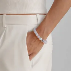 vit mossagat armband i förgyllt stål - AURA