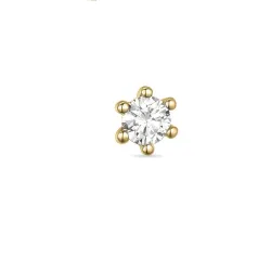 1 x 0,07 ct diamant solitäreörhängestift i 14 karat guld med diamant 