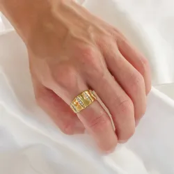 vattentät zirkon ring i förgyllt stål - OCEANA