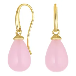 örhängen i 9 karat guld med rosa krystal