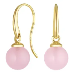 örhängen i 9 karat guld med rosa krystal