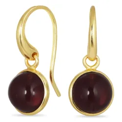 runda röd kristal örhängen i förgyllt silver - Loom Stones