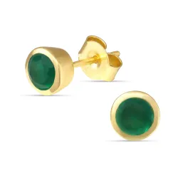 6,5 mm grön onyx örhängestift i förgyllt silver - Loom Stones