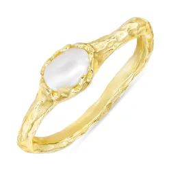 vit pärla ring i förgyllt silver - Lumé Etched