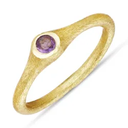 rosa kristal ring i förgyllt silver - Loom Stones