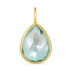 droppe blå kristal hängen i förgyllt silver - Loom Stones