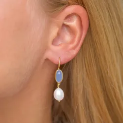 blå onyxer örhängen i förgyllt silver - Loom Stones