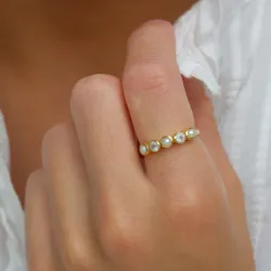 pärla ring i förgyllt silver - Bubbly Twist