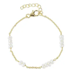 pärla armband i förgyllt silver  x 4 mm