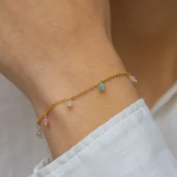 sten armband i förgyllt silver  x   - Loom Stones