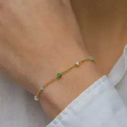 sten armband i förgyllt silver  x 4 mm  - Loom Stones