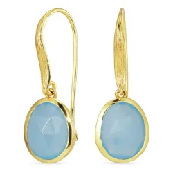 blå calcedonit örhängen i förgyllt silver - Loom Stones
