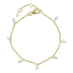 blå calcedonit armband i förgyllt silver  x   - Loom Stones