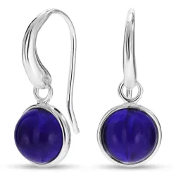 runda blå jadesten örhängen i silver - Loom Stones