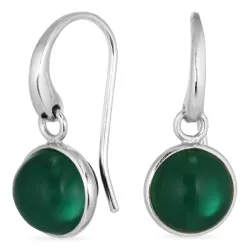 runda mörkgrön kristall örhängen i silver - Loom Stones