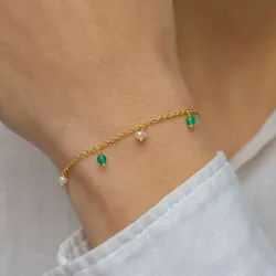 grön onyxer armband i förgyllt silver  x   - Loom Stones