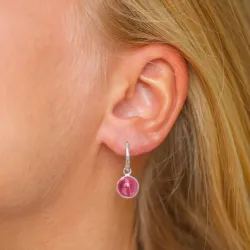 runda rosa kristal örhängen i silver
