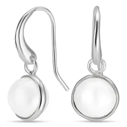 runda pärla örhängen i silver - Loom Stones