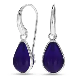 droppe blå jadesten örhängen i silver - Loom Stones