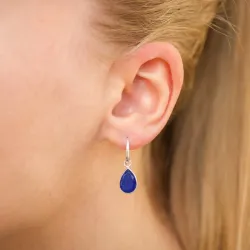 droppe blå jadesten örhängen i silver - Loom Stones