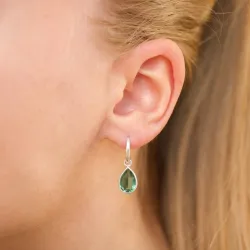 droppe aqua kristal örhängen i silver