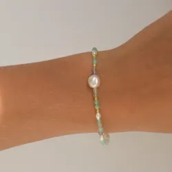 blå armband i förgyllt silver - Loom Stones