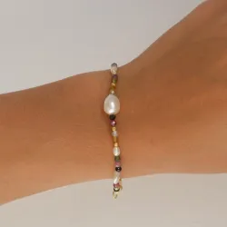 multifärgat armband i förgyllt silver - Loom Stones