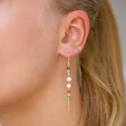 långa kedja örhängen i förgyllt silver - Loom Stones